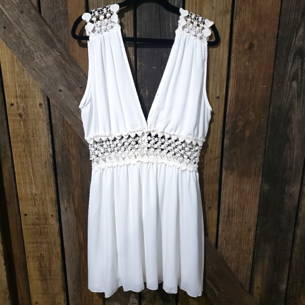 White Lace Accented Dress